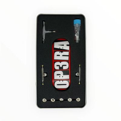LEEFAI Op3ra Pro Fingerboard Complete 34 * 96mm Maples Wood Deck,UV Printing Graphic-Solid Single Axles Pro Trucks & 5 Urethane Bearing Wheels,-Replace Bushings-Blocks(red) Edition