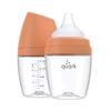 BuubiBottle Mini Slow Flow Bottle for Newborn Babies by Quark - with Anti-Colic RealFeel Nipple to Simulate Breastfeeding - BPA-Free, PVC-Free, Toxin-Free - 5 Oz Bottle with Lid, 2 Pack - Orange view 1