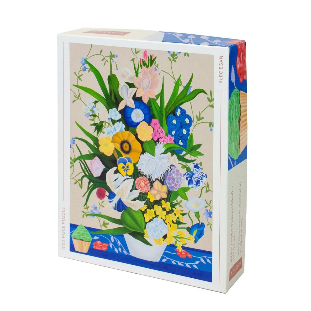 Kinstler: Bouquet with Cupcake (Dessert) - 1000 Piece Puzzle, 26.5" x 19.25" Assembled, Adult Jigsaw, Unique Art, 100% Recycled Materials