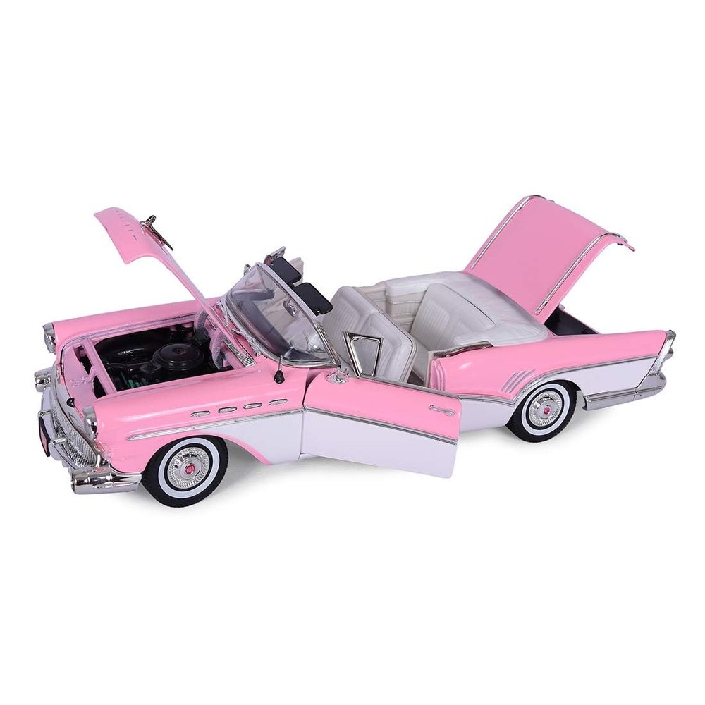 1957 Roadmaster Convertible Pink and White 1/18 Diecast Model Car by Motormax 73152pink