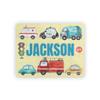 Artvibe Personalized with Your Child's Name Jigsaw Puzzle for Kids, Boys, Customized Puzzles: Construction Site, Train, Garbage Truck, Scholl Bus Cars Theme, Vehicles Large Size 11 x 14 (City Cars) view 1