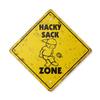 Hacky Sack Vintage Crossing Sign Zone Xing | Indoor/Outdoor Plastic | 14" Tall Rustic Kick College Game Foot Sack view 1