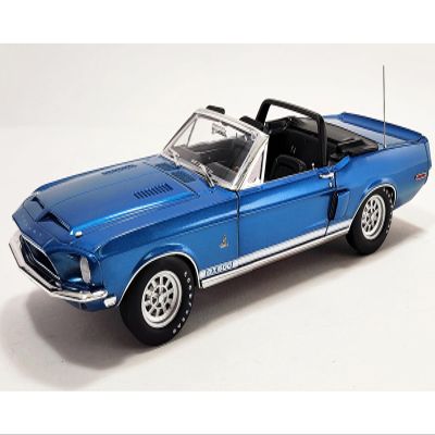 1968 Shelby GT500 Convertible Acapulco Blue Metallic with White Stripes Limited Edition to 1842 Pieces Worldwide 1/18 Diecast Model Car by Acme A1801848