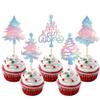 30 PCS Christmas Tree Cupcake Toppers Glitter Merry Christmas Cupcake Picks Christmas Tree Cake Decorations for Christmas Tree Theme Xmas Holiday Baby Shower Birthday Party Supplies Silver view 1