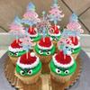 30 PCS Christmas Tree Cupcake Toppers Glitter Merry Christmas Cupcake Picks Christmas Tree Cake Decorations for Christmas Tree Theme Xmas Holiday Baby Shower Birthday Party Supplies Silver view 4