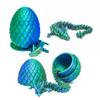 Flavery 3D Dragon Egg with Flexible Pearly Sheen Dragon Inside, 3D Printed Surprise Gift, Articulated Dragon Egg Fidget Toy, Dragon Figurine Decor (12 Dragon,Green Mix Blue) view 3