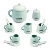 TYRY.HU 7Pcs Silicone Tea Party Set for Little Girls, BPA Free Kids Tea Set, Dishwasher Safe Tea Set for Toddlers Age Over 3 Years Old Toys, Green view 1