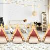 Lemosae 6 Pack Sleepovers Teepee Tent for Kids Bulk with Mattress Sheet Light,Natural Cotton Washable Indoor Play Tent for Birthday Slumber Party Girls Boys Pajama Movie Night Supplies(Pink) view 4