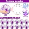 12 Pack Inflatable Beach Balls Bulk 16" Glitters Pool Toys Balls for Pool, Beach, Summer Pool Party - Swimming Pool Game Water Beach Toys Kid Party Favor Valentine Decorations Blow Up Grape Beach Ball view 3