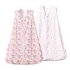 david's kids 100% Organic Cotton Baby Sleep Sack 6-12 Months, Soft Baby Wearable Blankets with 2-Way Zipper, 2 Pack Comfy Sleeping Bags for Infant Newborn Boys Girls Neutral, Medium Size, Floral view 1