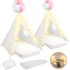 Lemosae 2 Pack Kids Teepee Tent with Mattress,Fitted Sheet,Light String,Washable Natural Cotton Toddler Play Tent for Girls Boys Indoor Outdoor Sleepover Slumber Birthday Party(White) view 1