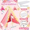 6 Pack Sleepovers Teepee Tent for Kids Bulk with Mattress Sheet Light,Natural Cotton Washable Indoor Play Tent for Birthday Slumber Party Girls Boys Pajama Movie Night Supplies(Pink, Rose Red) view 2