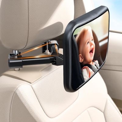 Anatec Baby Car Mirror, Rear Facing Car Seat Mirror for Infant Newborn with Hook Clip Design, Non-Shaking Wide Crystal View Shatterproof Crash Tested Adjustable