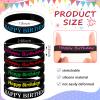 BBTO 48 Pieces Happy Birthday Rubber Bracelets Silicone Stretch Wristbands Colored Silicone Bracelets for Birthday Party Supplies(Cool Style) view 2