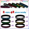 BBTO 48 Pieces Happy Birthday Rubber Bracelets Silicone Stretch Wristbands Colored Silicone Bracelets for Birthday Party Supplies(Cool Style) view 3
