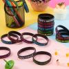 BBTO 48 Pieces Happy Birthday Rubber Bracelets Silicone Stretch Wristbands Colored Silicone Bracelets for Birthday Party Supplies(Cool Style) view 4