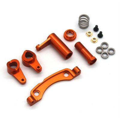 DAYUDDRICAR RC Car Steering Part, for ZD-Racing 1/10 RC Car Metal Steering Component Assembly Kit Replacement for ZD-Racing DBX-10 1/10 Car Upgrade Accessoreis (Color : 1 Set Orange)