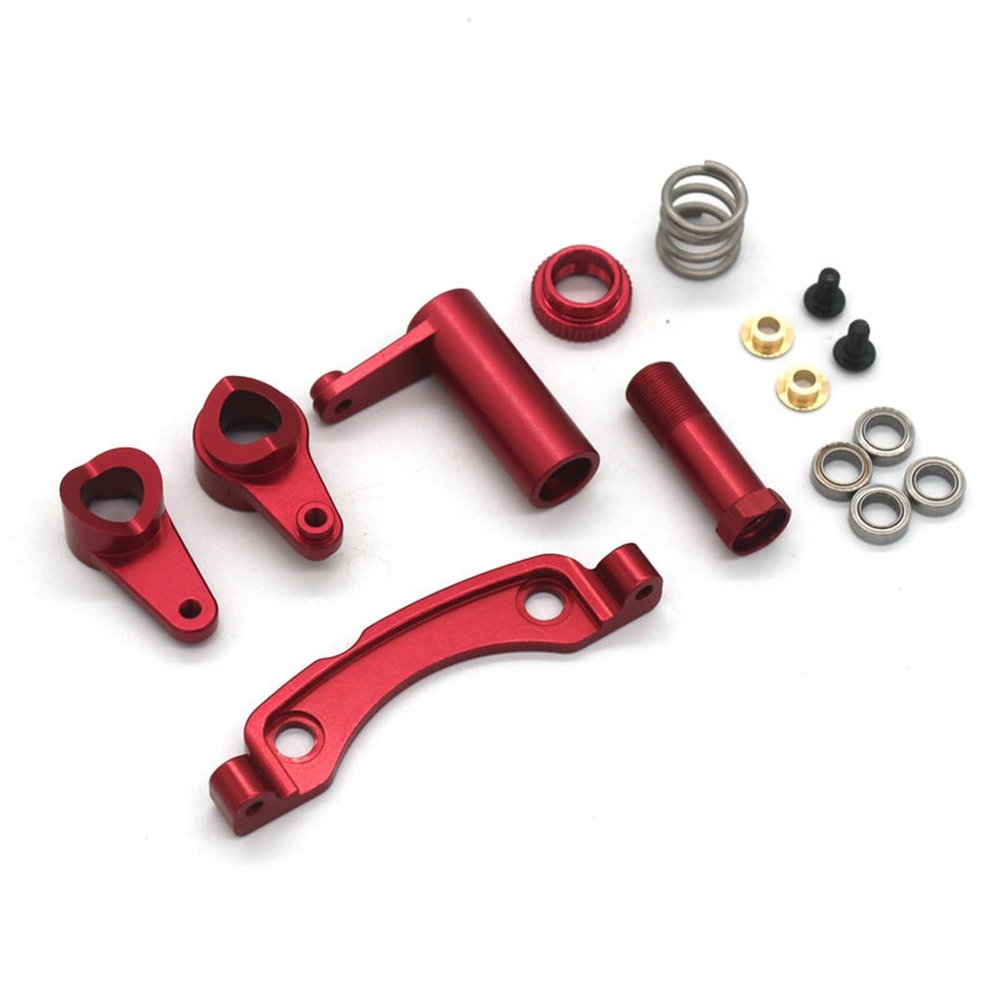 DAYUDDRICAR RC Car Steering Part, for ZD-Racing 1/10 RC Car Metal Steering Component Assembly Kit Replacement for ZD-Racing DBX-10 1/10 Car Upgrade Accessoreis (Color : 1 Set Red)