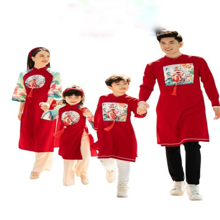 A7 Family Ao dai Vietnam Vietnamese Traditional Ao Dai For Women, Ao Dai For Women, Vietnamese Dress For Women, Ao Dai Dress For Women ao dai Tet Lunar New Year (Boy-2)
