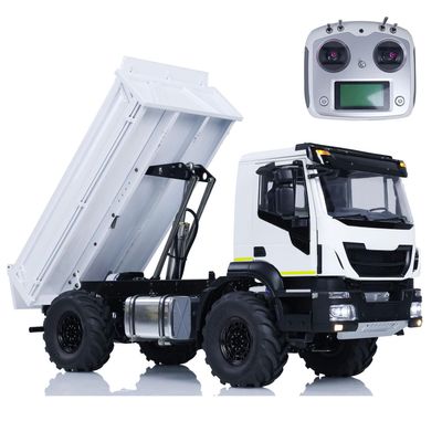 wheelfun 1/14 RC Hydraulic Dumper Trucks Metal 4x4 Remote Control Tipper Dump Car Models Motor ESE Servo I6S Radio Controller Light Sound