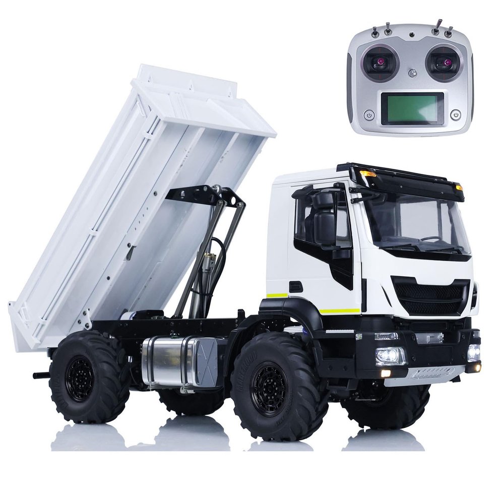 wheelfun 1/14 RC Hydraulic Dumper Trucks Metal 4x4 Remote Control Tipper Dump Car Models Motor ESE Servo I6S Radio Controller Light Sound