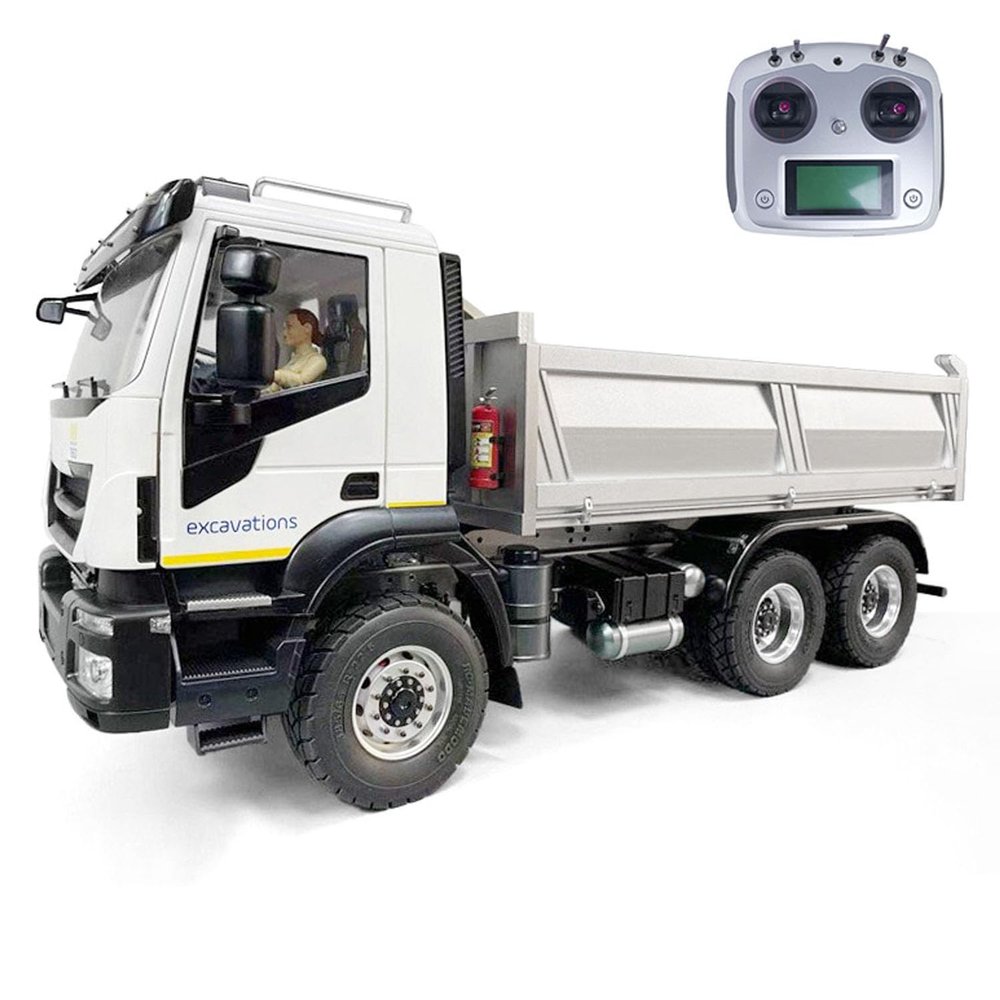 wheelfun 1/14 6x4 RC Hydraulic Dumper Trucks CNC Axles Metal Remote Control Tipper Car Motor ESE Servo I6S Radio Controller