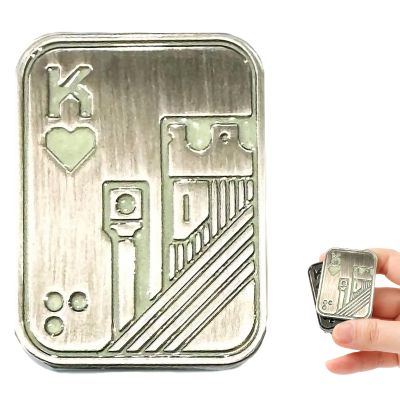 JUDIXY Fidget Toys, Poker Fidget Slider, Glow in Dark Metal Fidget Push Card, Fidget Toys for Adults, Relieve Stress Anxiety ADHD, Gift for Boyfriend, Husband and Father (Silver K)