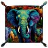 Dice Tray Colorful Elephants Dice Rolling Tray Holder Storage Box for RPG DND Table Games, Double Sided Folding Thick PU Leather view 2