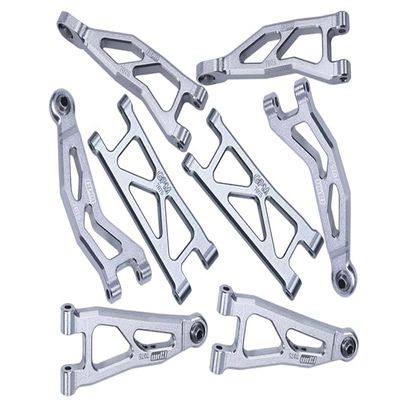 Aluminum 7075 Front And Rear Suspension Arms Set For Arrma 1/18 GRANITE GROM MEGA 380 Brushed 4X4 Monster Truck ARA2102 Upgrade Parts - Silver