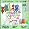 134 Pcs Football Party Favors Set 12 Silicone Bracelet 12 Whistles 12 Keychains 12 Slap Bracelet 12 Tattoo Stickers 12 Plastic Straws 12 Gift Bags 50 Football Stickers for Football Party Supplies view 2