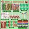 134 Pcs Football Party Favors Set 12 Silicone Bracelet 12 Whistles 12 Keychains 12 Slap Bracelet 12 Tattoo Stickers 12 Plastic Straws 12 Gift Bags 50 Football Stickers for Football Party Supplies view 3