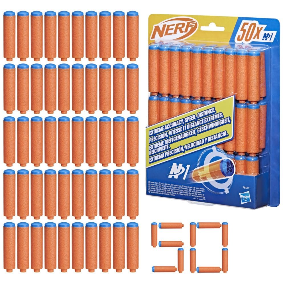 Nerf N Series N1 Darts 50x, Additional Darts for Nerf N Series High Performance Blasters with High Accuracy and Range, Boys and Girls