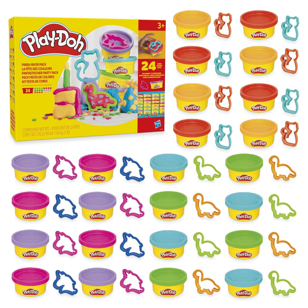 Play-Doh Party Favor Pack, Bulk 24 Pack of Modeling Compound with Cutters, Classroom Supplies for Arts & Crafts, Birthday Gifts & Prize Toys for Kids, Ages 3+ (Amazon Exclusive)