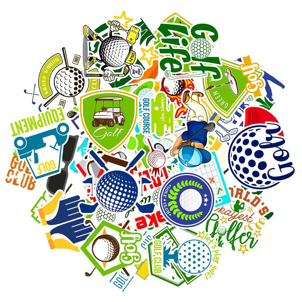 BETANAS Golf Stickers 50 PCS Waterproof for Car Decal PC Sport Removable Car Guitar Bike Phone Laptop Bottle Funny Gift Kid Boy Girl Men Women Helmet Sticker Birthday