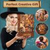 3D Wooden Puzzle Bookends, 2026 New DIY Book Nook Kit, Magic Book House Model Building Kit Insert Decor with Sensor Light, Stand Bookshelf for Home Decorative Books Ornaments (Magic World) view 3