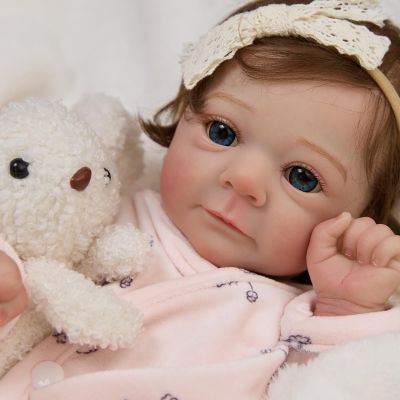 17" Realistic and Cute Eyes Opened Reborn Newborn Doll Girl Named Emily with Blue Eyes, Lifelike Baby Dolls That Look Real for 3+ Year Old-1124
