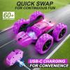 QUNREDA RC Cars, Purple Remote Control Car for Girls, 2.4 GHZ Double Sided RC Stunt Car 360 Rotating Remote Control Crawler with Headlights Car Toys for 6 7 8 9 10 11 12 Girls Birthday Gift view 2