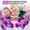 QUNREDA RC Cars, Purple Remote Control Car for Girls, 2.4 GHZ Double Sided RC Stunt Car 360 Rotating Remote Control Crawler with Headlights Car Toys for 6 7 8 9 10 11 12 Girls Birthday Gift view 3