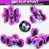 QUNREDA RC Cars, Purple Remote Control Car for Girls, 2.4 GHZ Double Sided RC Stunt Car 360 Rotating Remote Control Crawler with Headlights Car Toys for 6 7 8 9 10 11 12 Girls Birthday Gift view 4