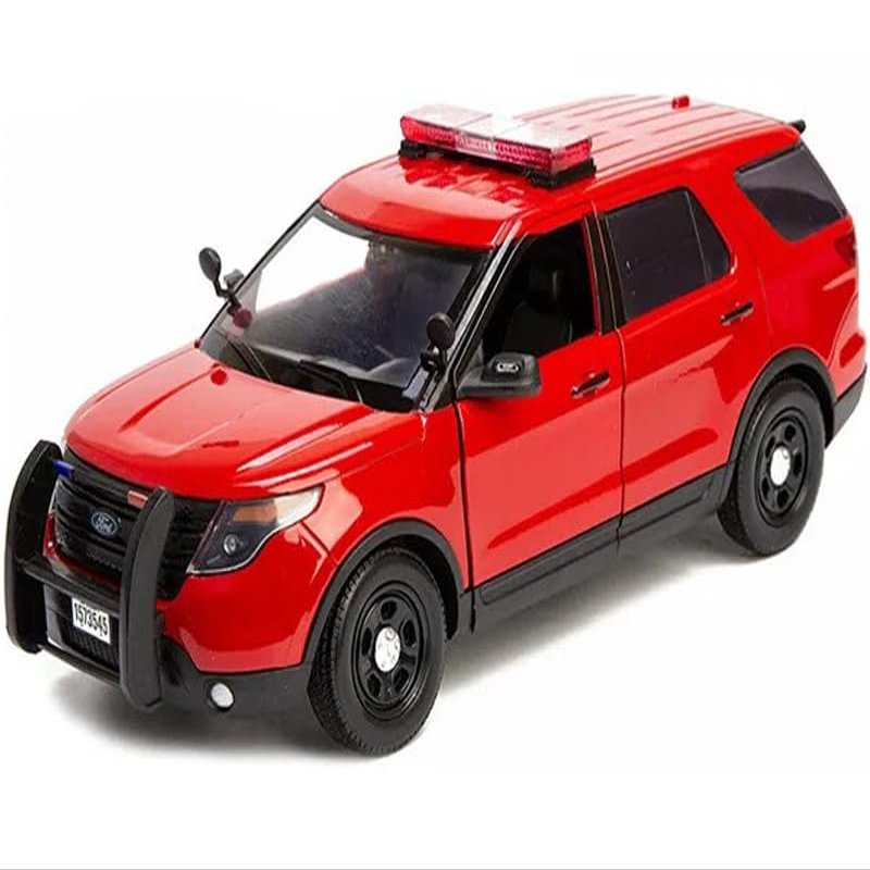 2015 Police Interceptor Utility Fire Marshal Plain Red 1/18 Diecast Model Car by Motormax 73545