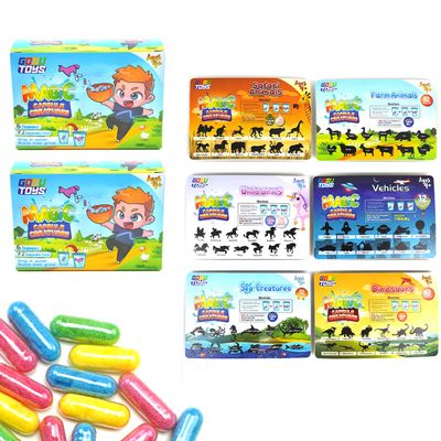 Gosu Toys Magic Capsule Creatures - 6 Theme Packs with 12 Capsules Each - Farm, Sea, Unicorns, Dinosaurs, Safari, Vehicles - Place in Water and Watch Them Grow (12 Pack (2 of Each Theme))