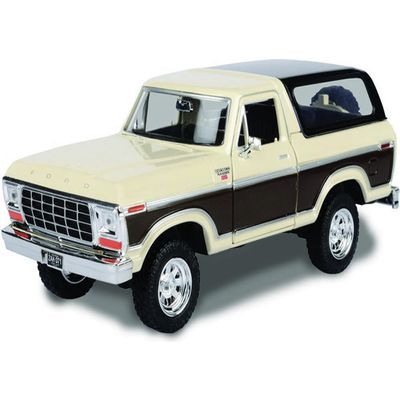 1978 Bronco Ranger XLT with Spare Tire Cream and Brown with Black Camper Shell Timeless Legends Series 1/24 Diecast Model Car by Motormax 79371crm