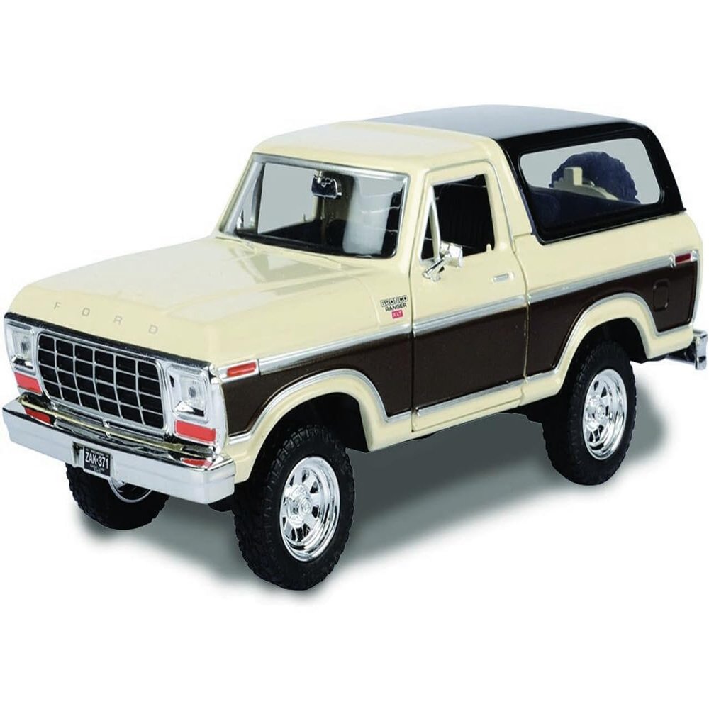 1978 Bronco Ranger XLT with Spare Tire Cream and Brown with Black Camper Shell Timeless Legends Series 1/24 Diecast Model Car by Motormax 79371crm