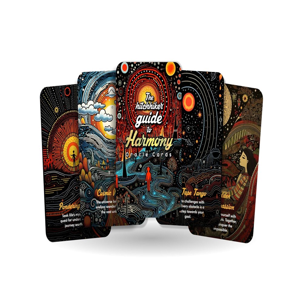 Ibiza Tarot The Hitchhiker's Guide to Harmony - Oracle Cards - from Cosmic Chaos to Personal Harmony - Inspired by The Hitchhiker's Guide to The Galaxy