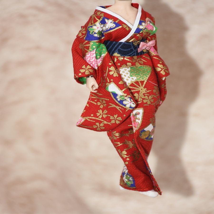 1/12 Scale Female Clothes, Japanese Kimono Bathrobe Dress Costume Clothing for 6inch PH TBL JO Action Figure Body (Red)
