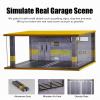 cxiiuui 1/18 Scale Display Case Wooden Car Garage Moldel with LED Light and Acrylic Cover Diecast Car Show Case 2 Parking Spaces Dark Grey view 3