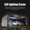 cxiiuui 1/18 Scale Display Case Wooden Car Garage Moldel with LED Light and Acrylic Cover Diecast Car Show Case 2 Parking Spaces Dark Grey view 4