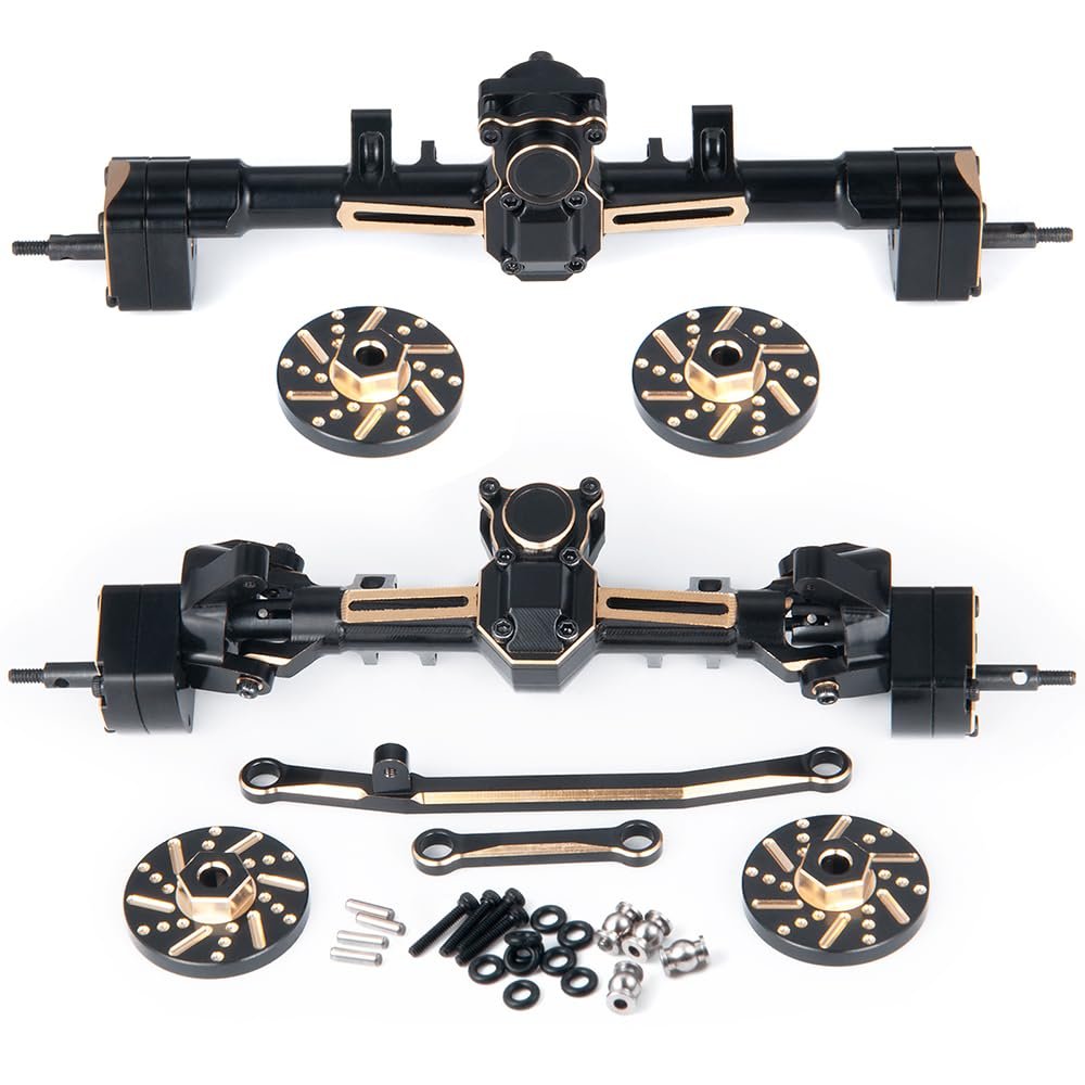 SCX24 Universal Front and Rear Axles Set with Counterweights for 1/24th RC Crawler Car (Front & Rear)
