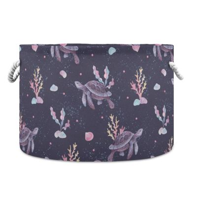 TecEr Turtle-coral-shells Extra Large Laundry Basket Toy Storage Basket 20"X20"X13.9" blanket Baskets with Handles for Living Room Organizing Storage Bins