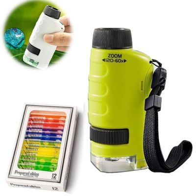 2024 New Mini Microscope for Kids Portable,Handheld Microscope for Kids,60x-120x Portable Handheld Microscope (Green)